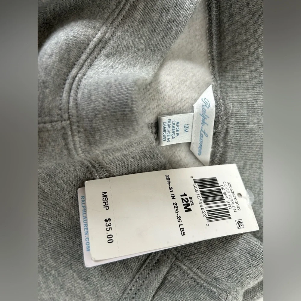 NWT POLO RALPH LAUREN GREY FLEECE SWEATPANTS 12mos.